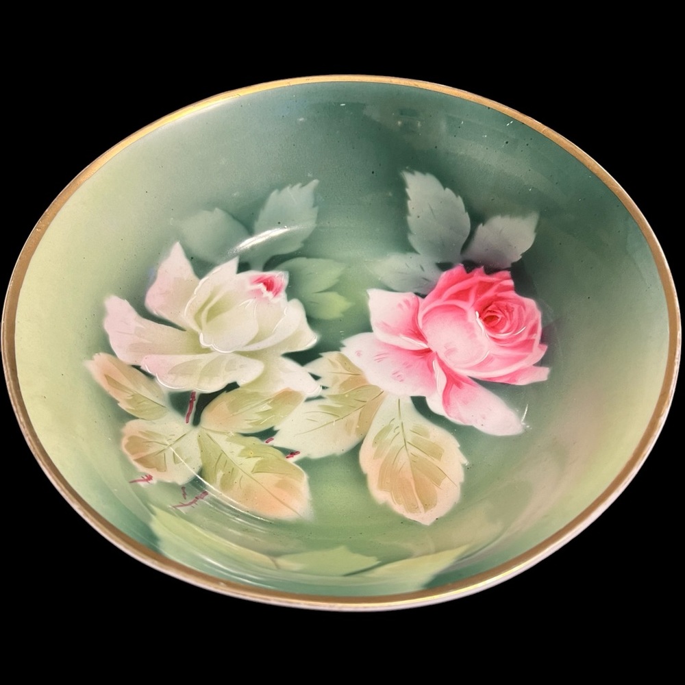 Vintage Hand Painted Rivera Rose Large Bowl - Weimar Germany